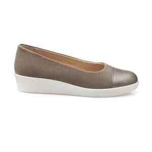 Hotter Angel Suede Metallic Toe Cap Dual Fit Insole Womens Low Wedge Shoes 8